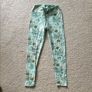 Floral Print LuLaRoe Leggings - Green